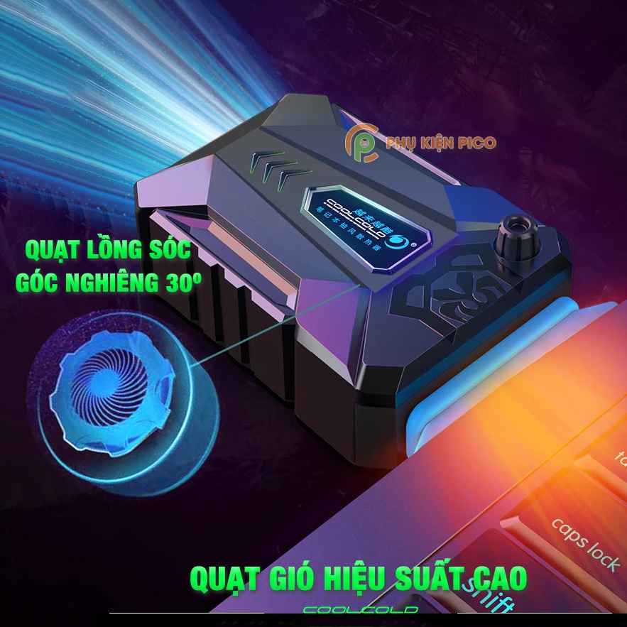 Quạt tản nhiệt laptop Coolcold ICE TROLL V3 - Quạt hút gió tản nhiệt máy tính xách tay gaming làm mát cực mạnh