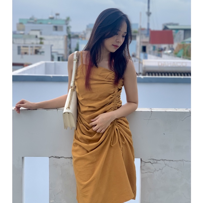 Váy Đầm Ôm Body Nữ 2 Dây Rút Eo Quyến Rũ Tôn Dáng Kiểu Mới