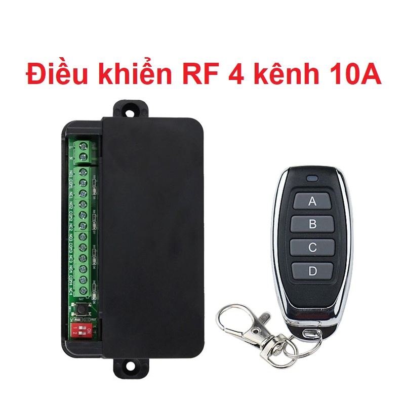 Bộ điều khiển 4 kênh RF 220V, Bộ điều khiển từ xa không dây học lệnh 4 relay 10A, RF 433 MHz học lệnh 3 chế độ.