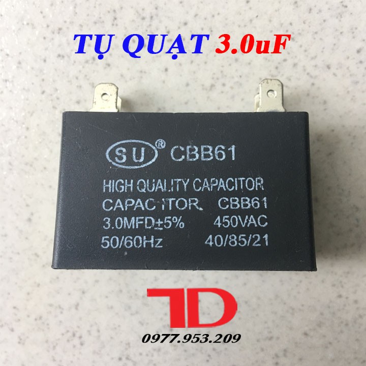 Tụ Quạt 3.0uF, Tụ điện dùng cho quạt máy điều hòa
