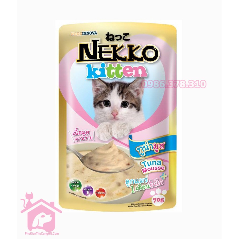 Thức ăn cho mèo, Pate Nekko Kitten 70g dành cho mèo con - Phụ kiện thú cưng Hà Nội