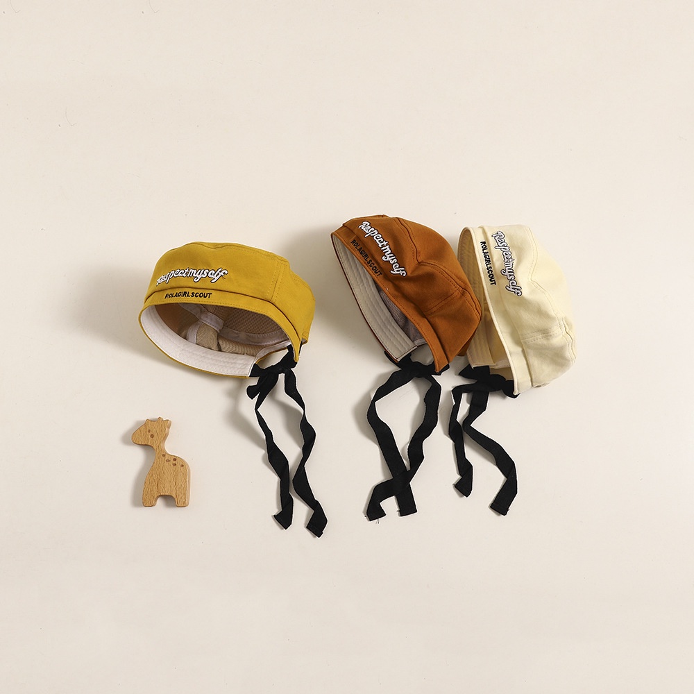 Mũ Beret Màu Trơn Thêu Chữ Phong Cách Nhật Bản Thời Trang Cho Bé