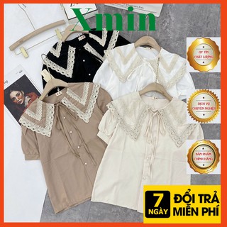 áo babydoll ngắn tay ren ngực vuông A204 thời trang Xmin
