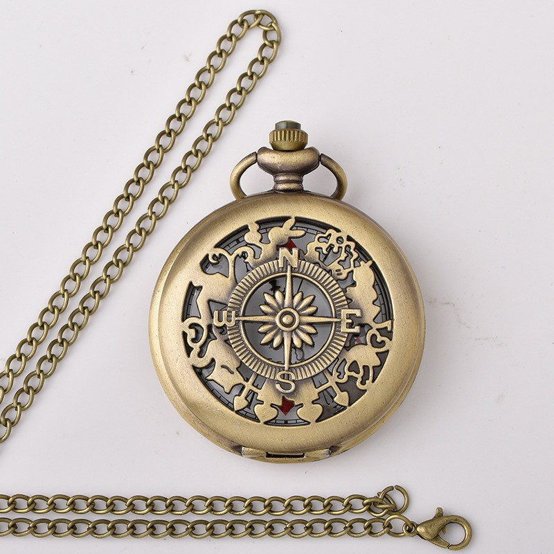 Antique Bronze Hollow Quartz Pocket Watch Men's Women's Watch Gift