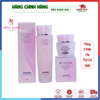 [Chính Hãng Hàn Quốc] Bộ dưỡng ẩm - Bộ dưỡng trắng da chiết xuất Hoa Hồng 3W Clinic Hàn Quốc [Nước Hoa Hồng + Kem Dưỡng]