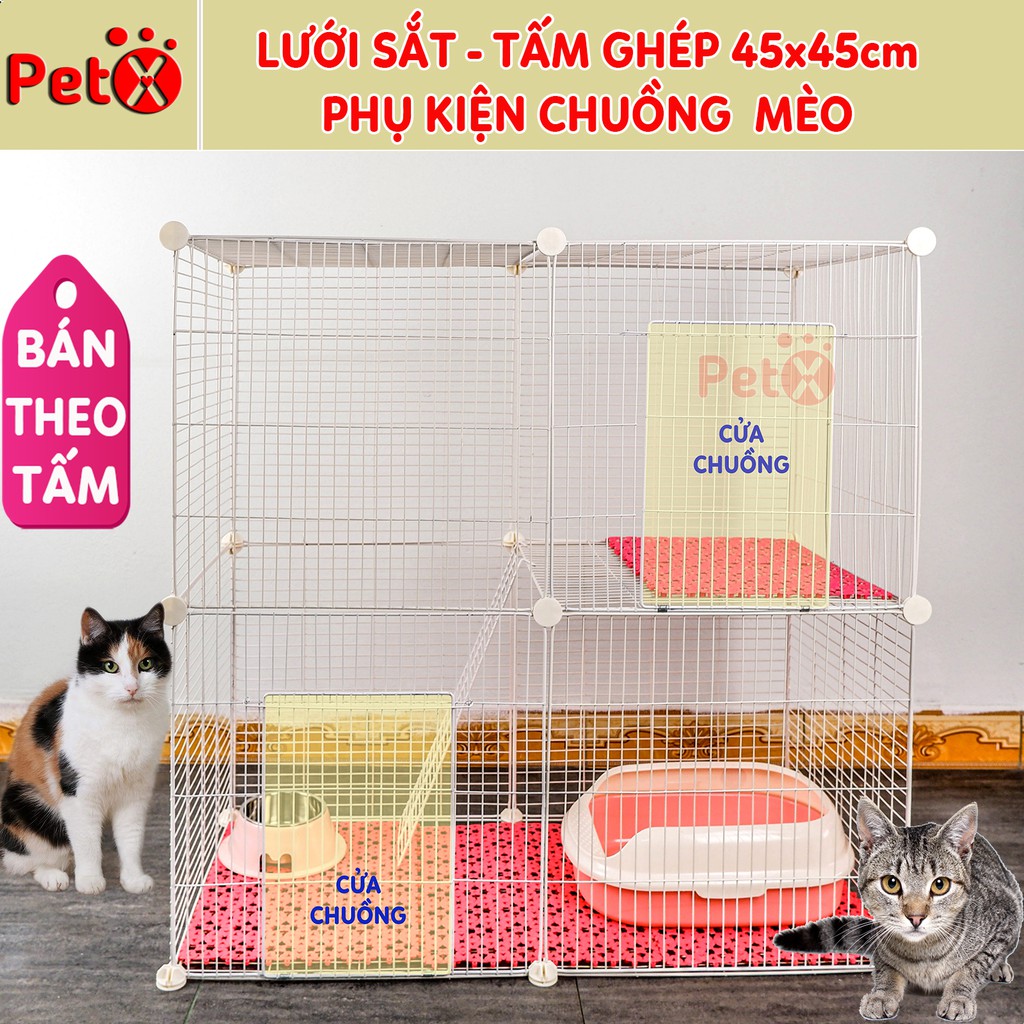 Lưới sắt thép ghép chuồng chó, mèo, kích thước 45x45cm (Bán lẻ theo tấm) mỗi tấm tặng kèm 2 chốt