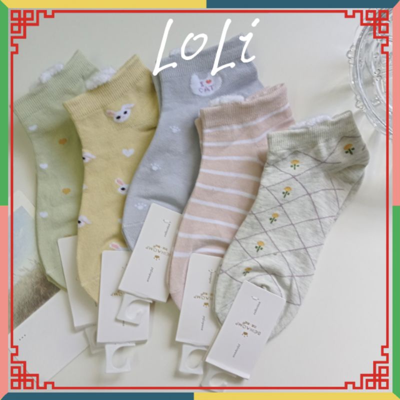 Tất Vớ Nữ Cổ Ngắn In Hình Dễ Thương Phong Cách Hàn Quốc Cho Nữ (TN020)