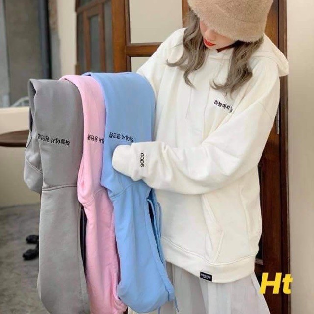 Áo Nỉ Mũ Hoodie Unisex Boom Shop Chữ Hàn Ngực trái KH20