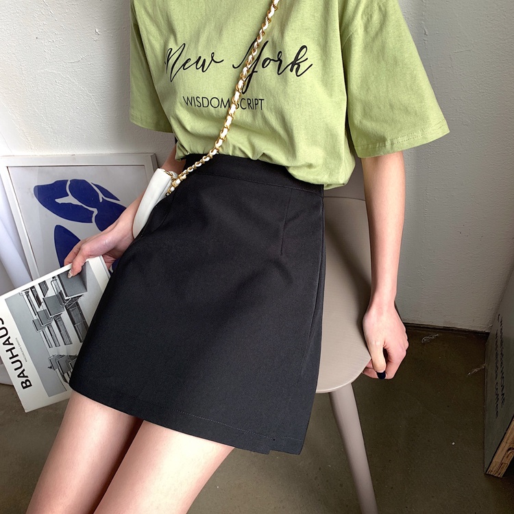 All-match high waist casual basic solid color simple summer slim mini skirt