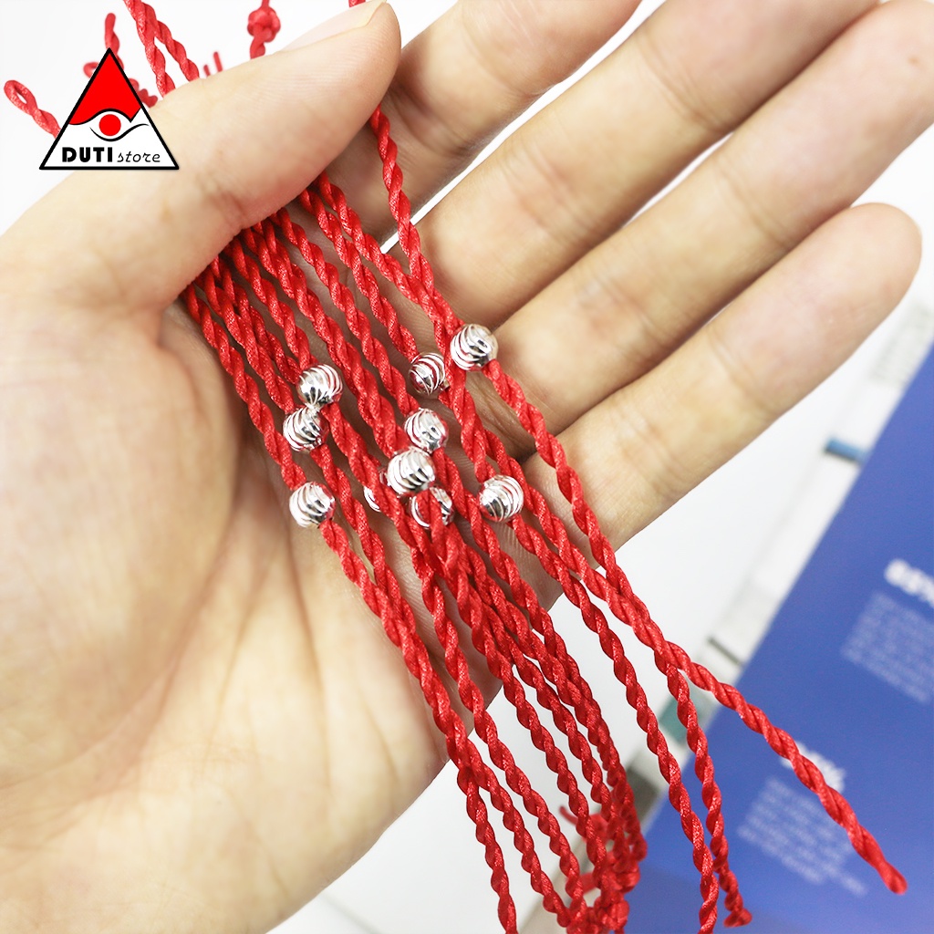 Vòng Tay Dây Chỉ Đỏ May Mắn Mix Bi Bạc S925 6 ly Dutios đủ size cho người lớn và trẻ em VNM011