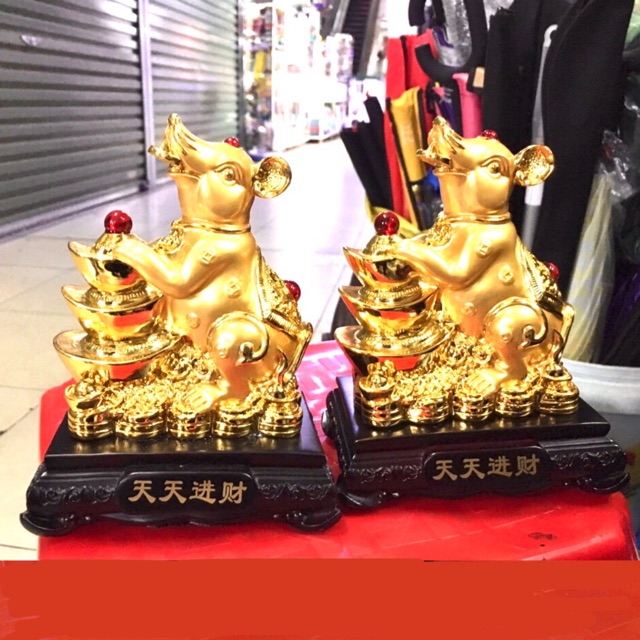 TƯỢNG CHUỘT PHONG THUỶ KIM TIỀN  ,CHUỘT ÔM TÚI D19047, MÀU VÀNG 13 x 9 x 18em | BigBuy360 - bigbuy360.vn