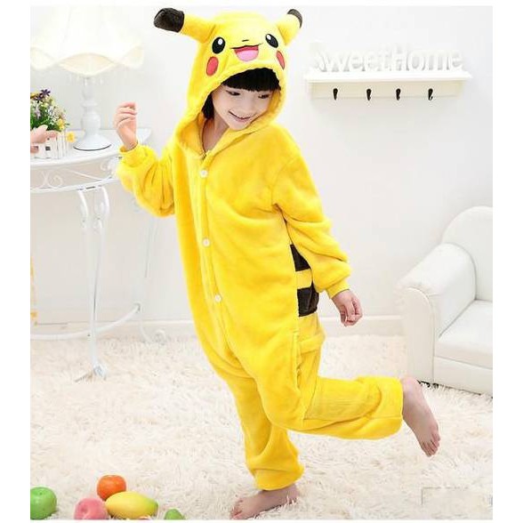 Bộ Đồ Ngủ Liền Cosplay Pikachu Cho Bé Trai Và Bé Gái