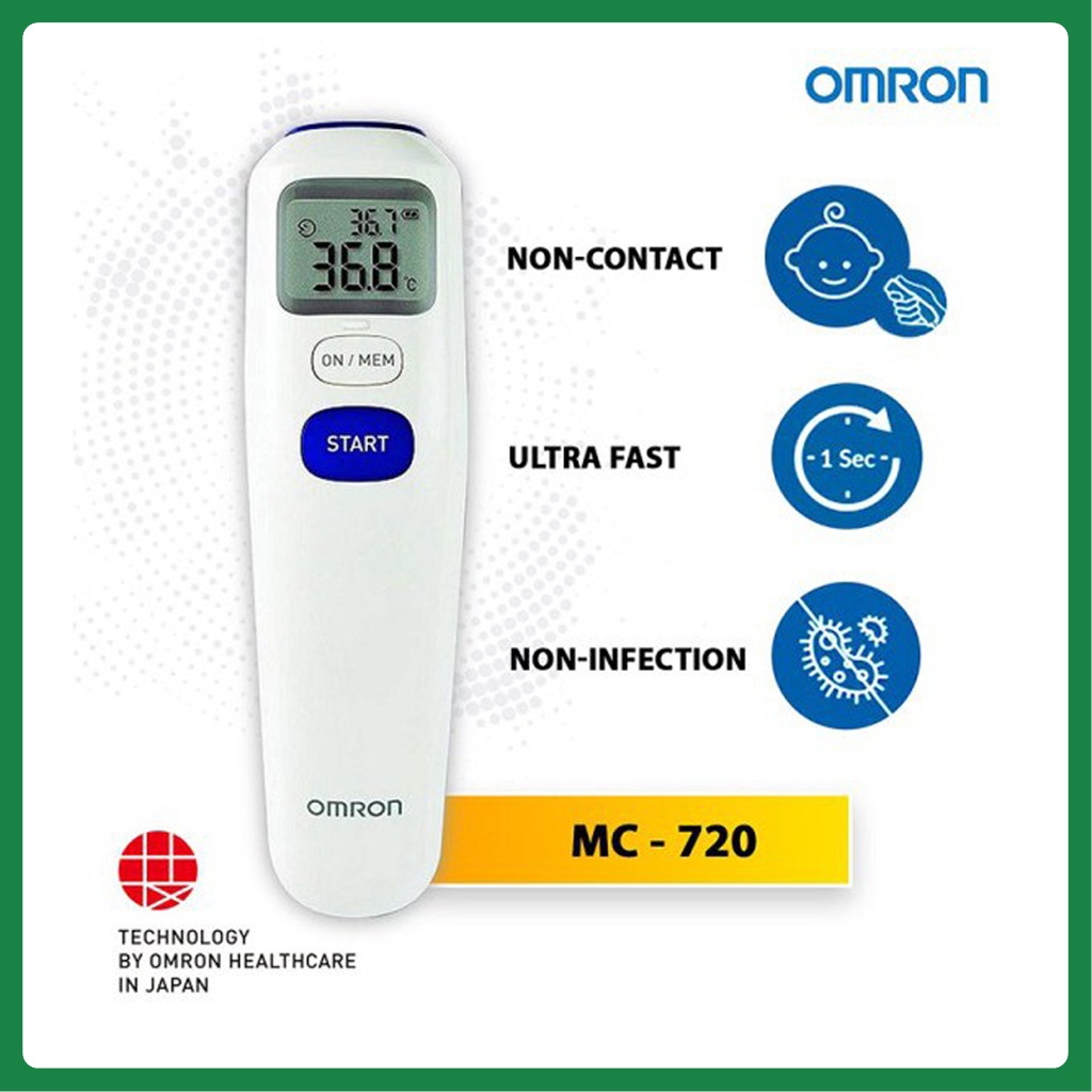 Nhiệt kế hồng ngoại đo trán Omron MC-720 [Đo Nhanh 3 trong 1] Đo Trán, Đo Nhiệt Độ Phòng, Đo Bề Mặt | Hàng Chính Hãng