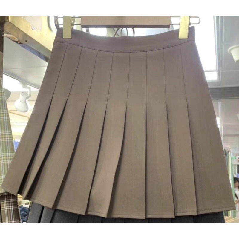 Chân váy tennis màu nâu hot trend- Chân váy xếp ly