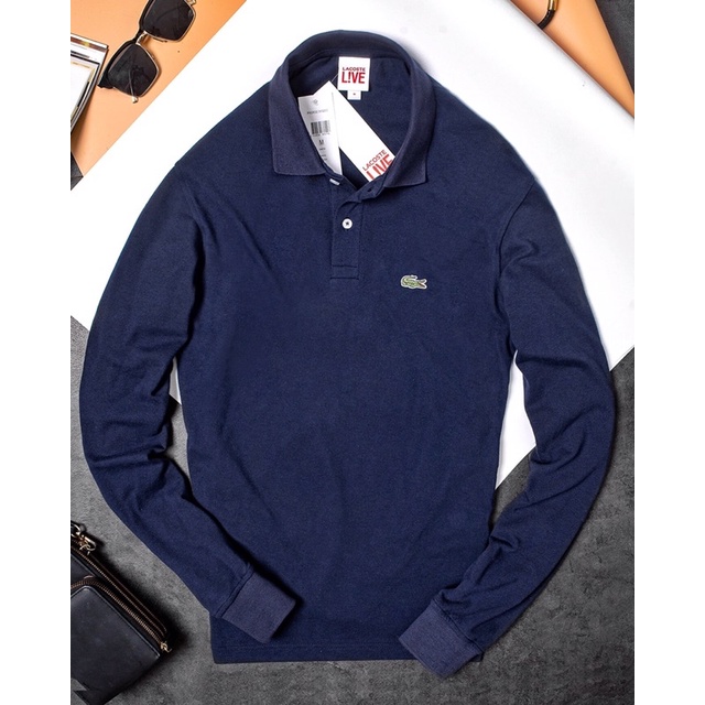 Áo thun nam cổ bẻ dài tay Lacoste cao cấp MD012#, Áo thun dài tay nam, Áo dài tay có cổ