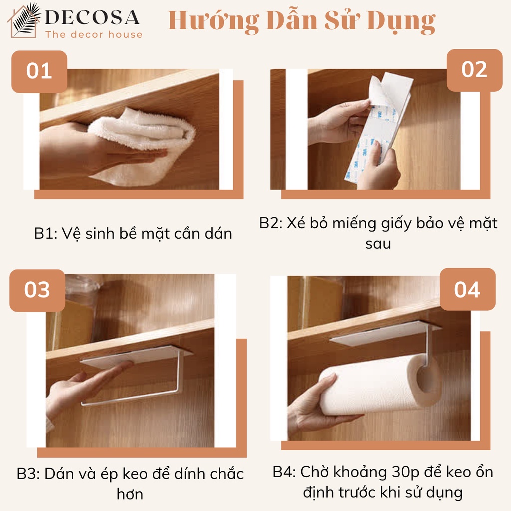 Giá treo khăn giấy vệ sinh dán tường đa năng tiện dụng DECOSA