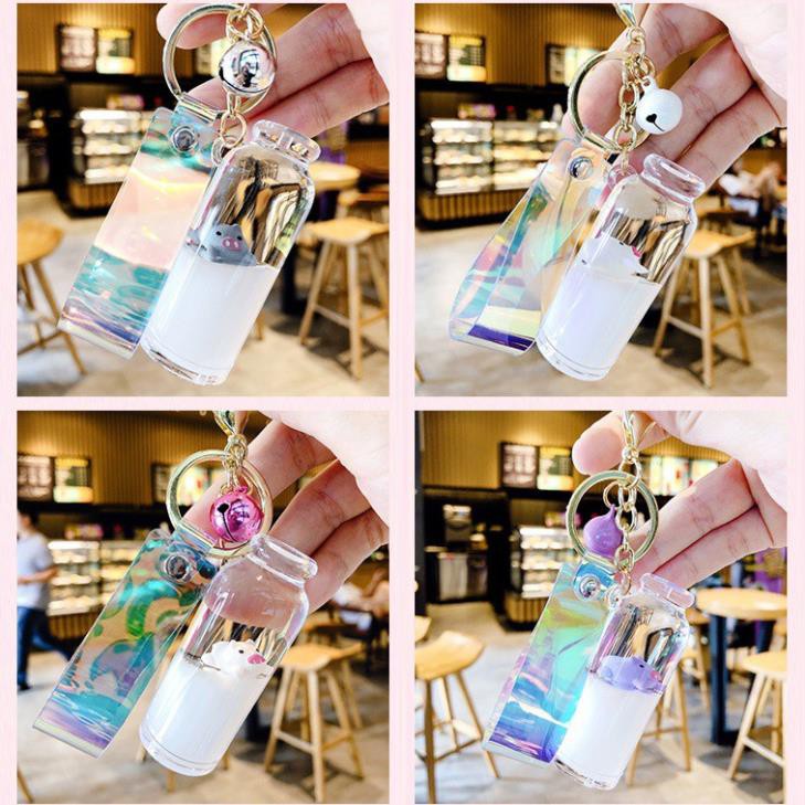Móc khóa heo con trong bình sữa cute dễ thương treo chìa khóa balo túi xách làm quà tặng có sỉ [Sẵn Hàng Giao Ngay]