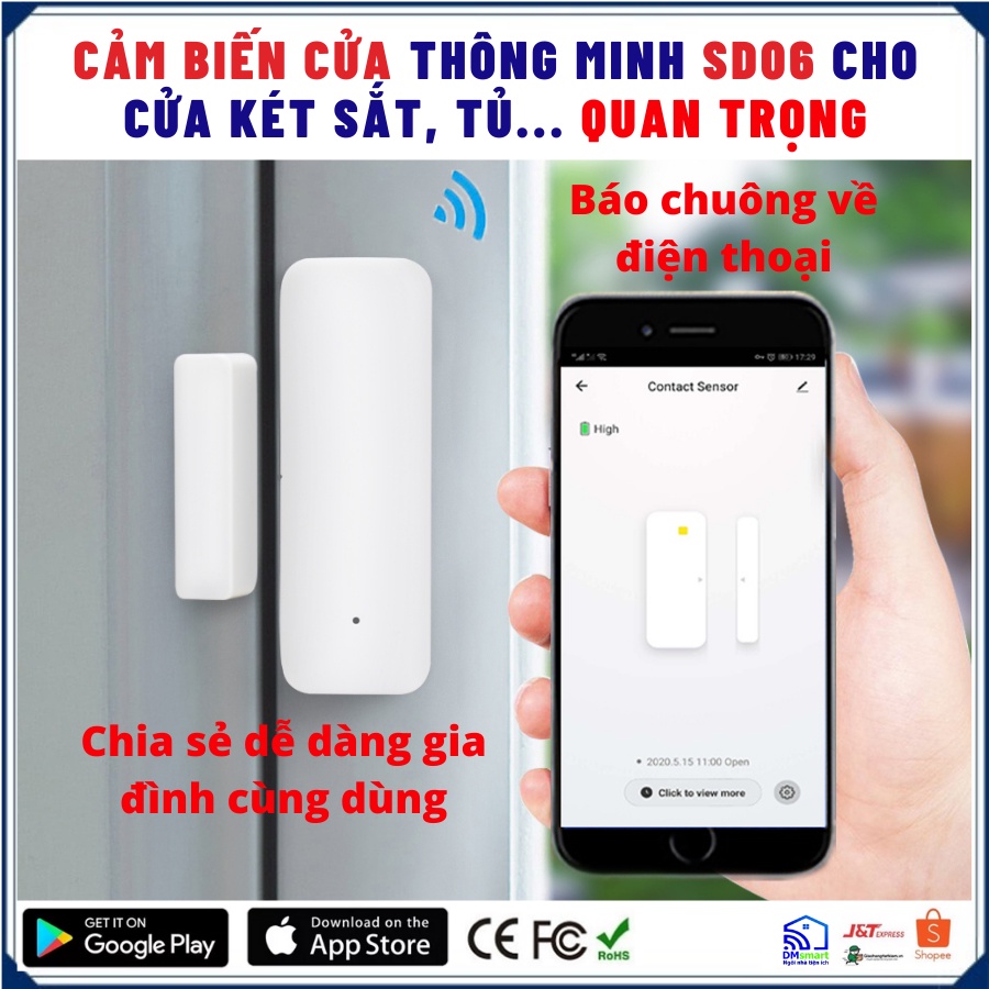 Cảm biến cửa thông minh SD06 cho cửa két sắt, tủ... quan trọng