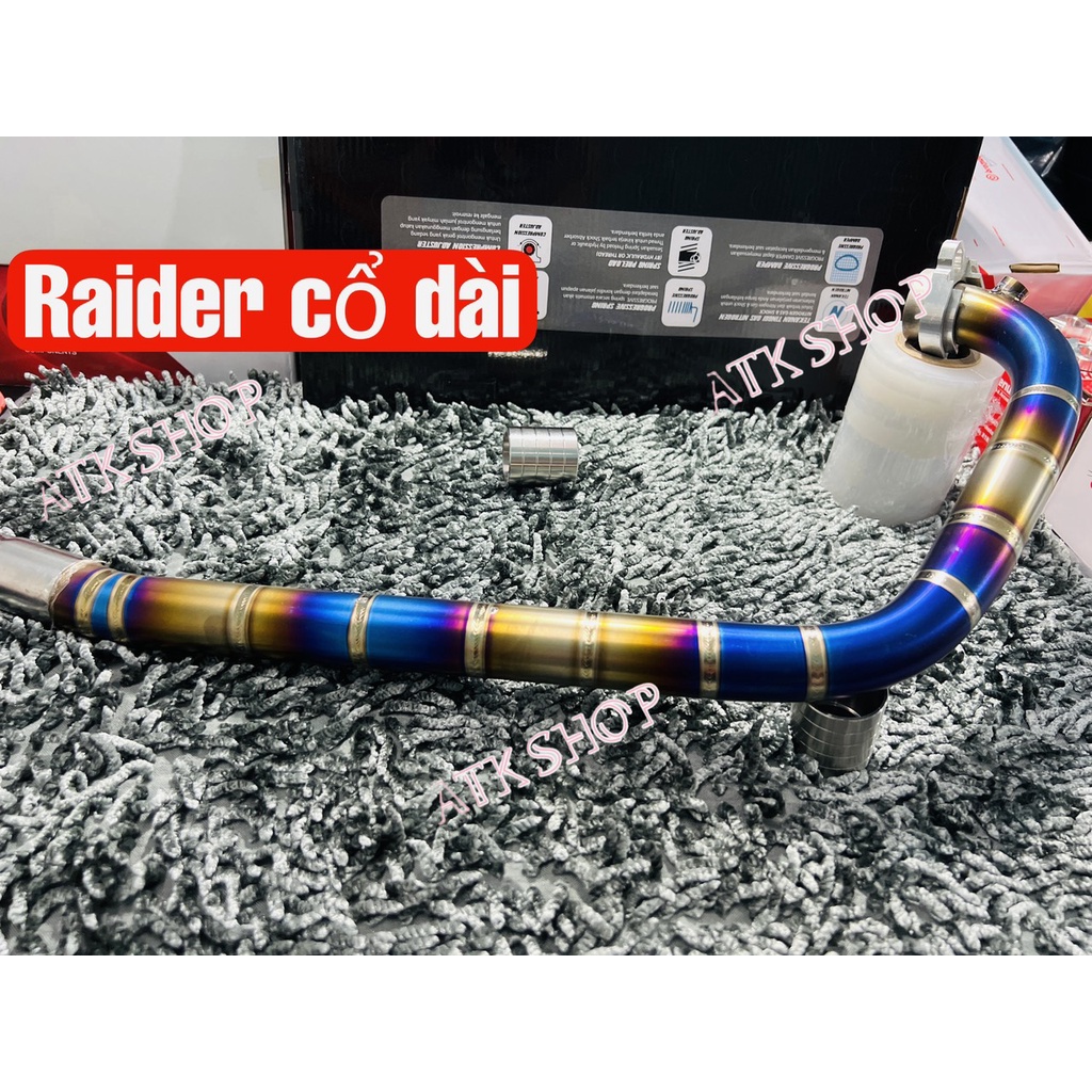 Cổ Pô Titanium Raider Fi, Satria 100% cổ dài size 32 nhét pô zin tặng kèm đốt cnc chống xì hàng gia công