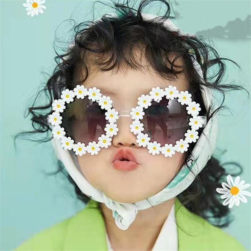 Kính Mát Chống Tia UV Họa Tiết Hoa Cúc Thời Trang Cho Bé Gái