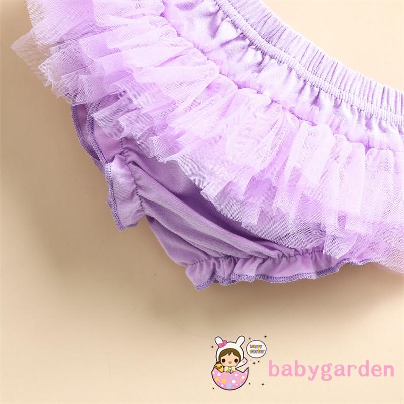 BABYGARDEN-0-24momths Baby Girl Outfits, Off Shoulder Short Sleeve Floral Lace Romper Ruffle Elastic Waist Shorts