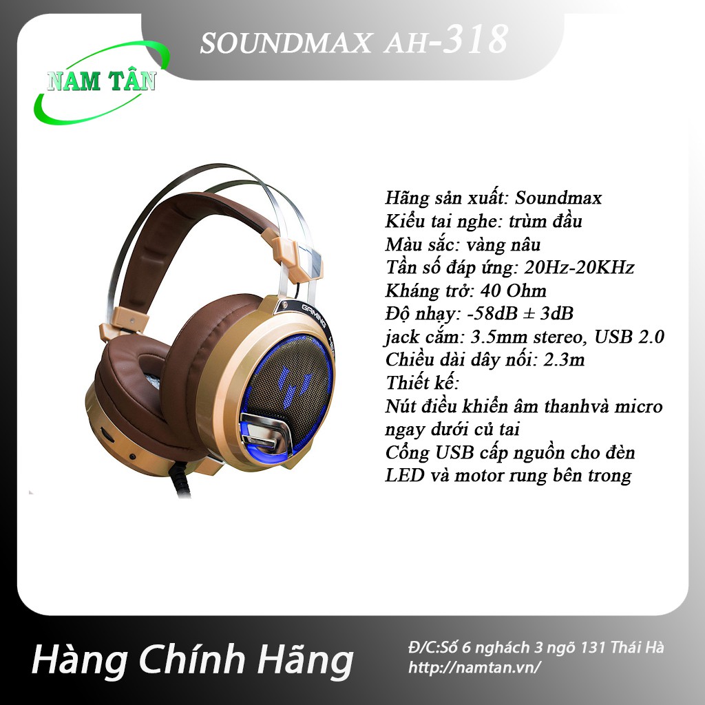 Tai nghe Gamming có Bass SoundMax AH318 (hàng chính hãng)