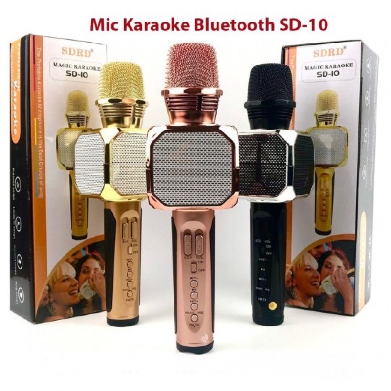 Mic hát karaoke không dây kiêm loa nghe nhạc sd10