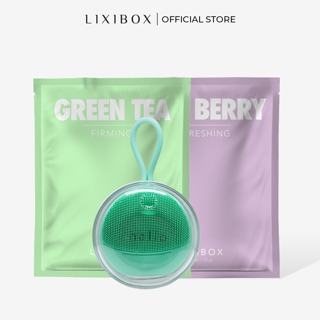 Combo Máy Rửa Mặt Và Massage Da Mặt Cho Da Nhạy Cảm Halio Sensitive - Xanh mint &  2 Mặt Nạ Green Tea và Acai Berry | BigBuy360 - bigbuy360.vn