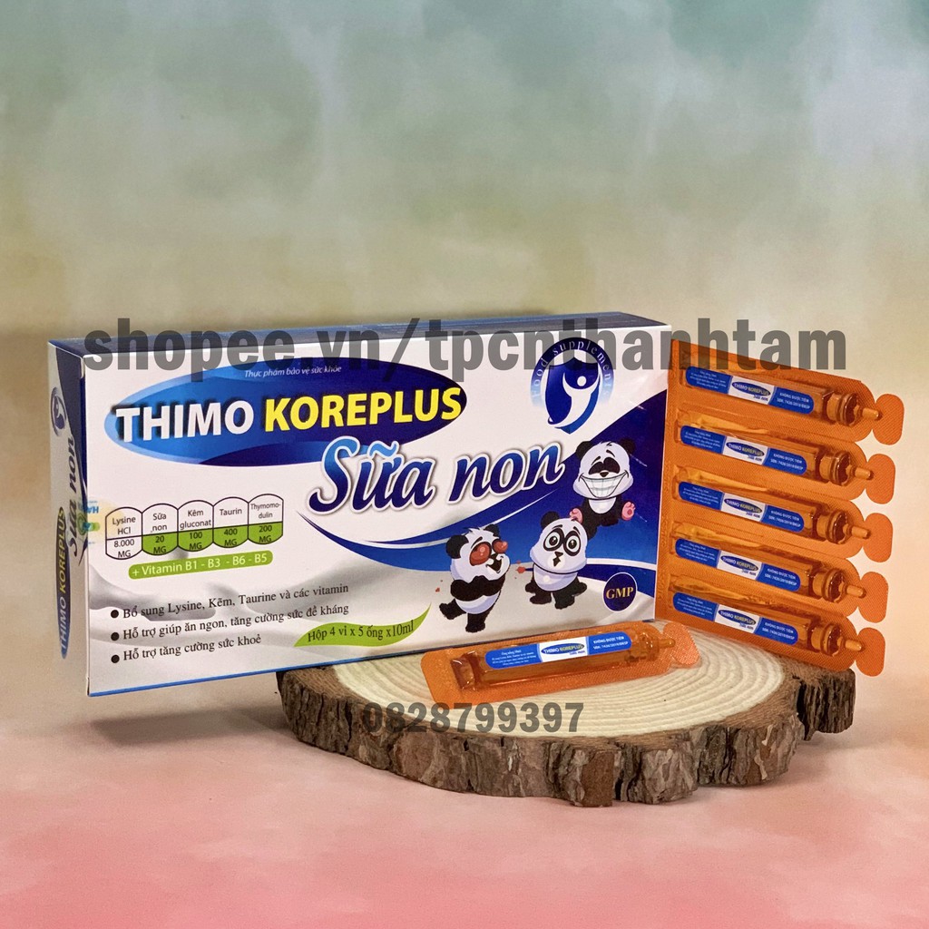 Siro cho bé THIMO KOREA PlUS SỮA NON hỗ trợ hấp thụ tốt hơn, ăn ngon, ngủ tốt, tăng cường sức đề kháng - Hộp 20 ống