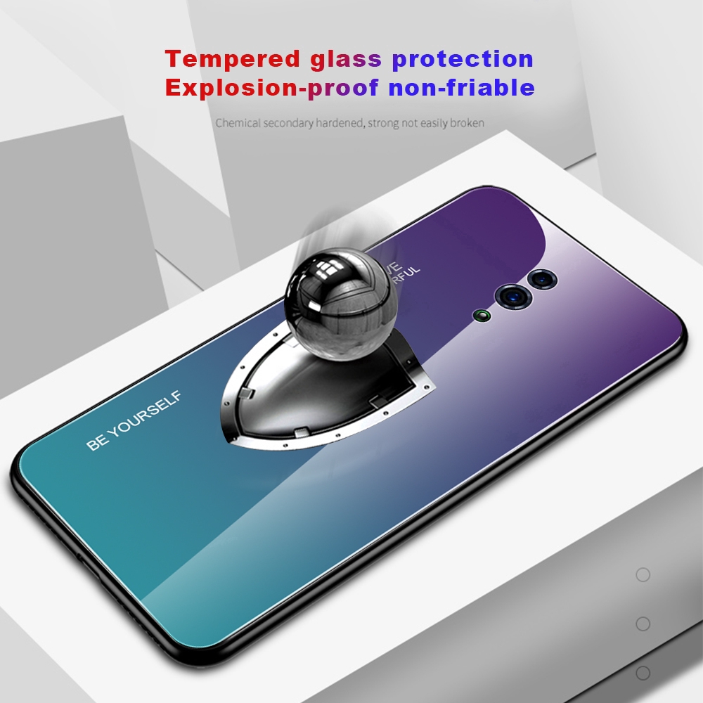 Ốp điện thoại mặt kính cường lực màu Gradient dành cho OPPO F11/Pro/Reno 10x zoom