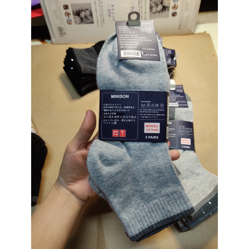 Tất thể thao nam cổ cao miniso chất dày đẹp