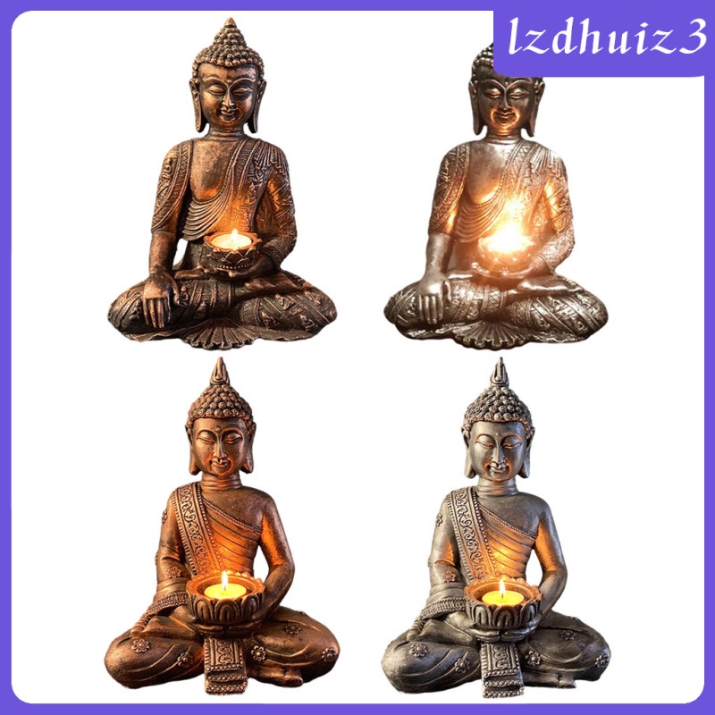 Tượng Phật thiền định Trang trí nhà cửa, Giá đỡ đèn pha bằng đá cho trang trí Phật trong nhà / sân vườn,