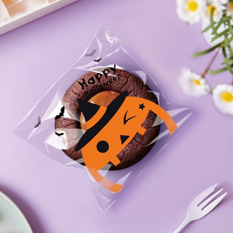 Set 10, 20, 50 túi đựng bánh cookie, quà tặng Halloween nhiều mẫu size 10 x 10 cm