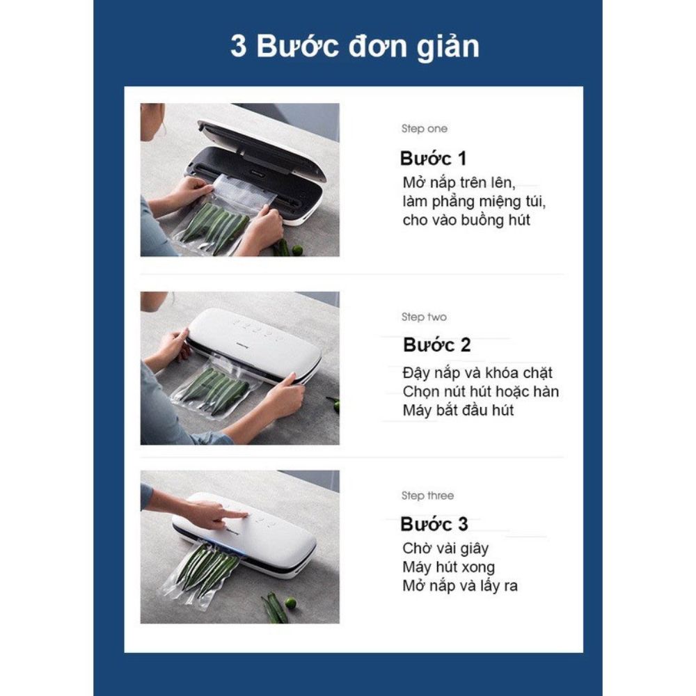 Máy hút chân không thực phẩm kèm hàn miệng túi, máy hút chân không mini Tặng kèm 10 túi hút chân không