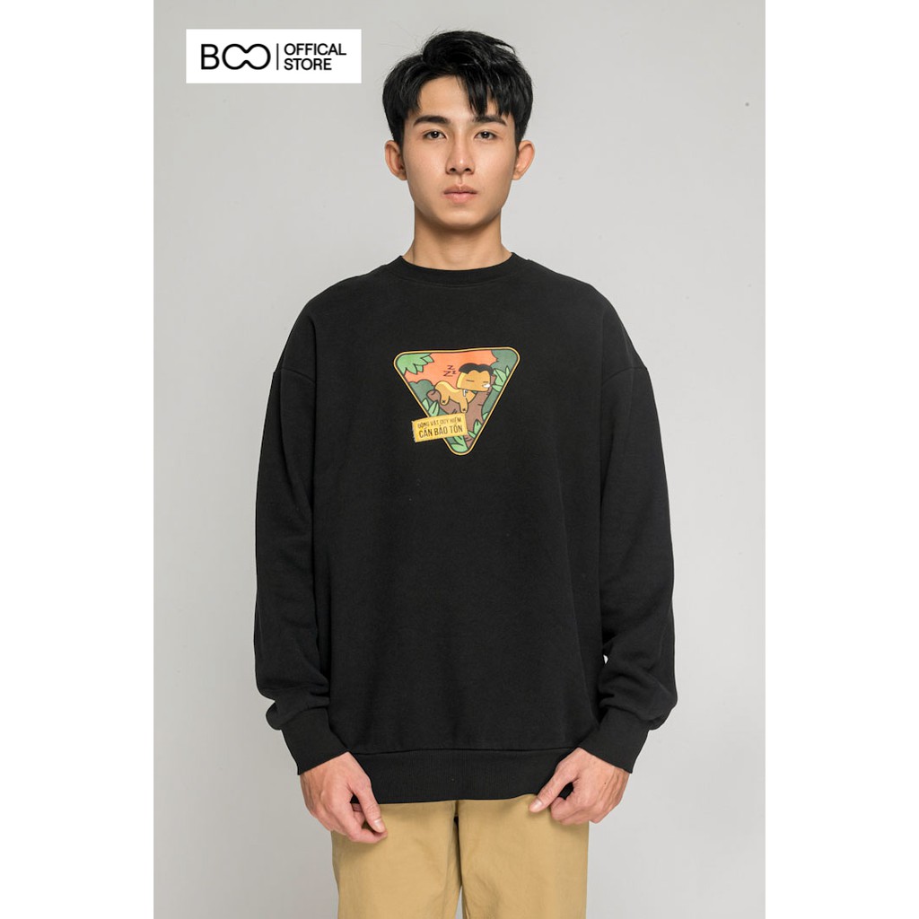 Áo Sweatshirt Nỉ Không Mũ Nam Nữ Unisex BOO Dáng Oversize Form Rộng Nỉ Da Cá In Hình Busticker