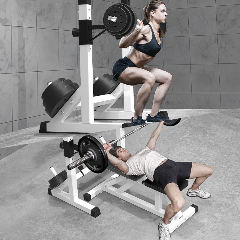 Giá tập tạ có thể điều chỉnh hộ gia đình Giá ngồi xổm đơn giản Giá đỡ cây tạ Giá đỡ Squat Giá đỡ ngồi xổm ở trạm đa chức