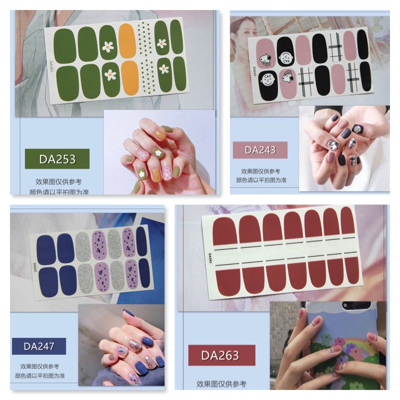 [Mã COSBEST27 giảm 10% đơn 250K] Bộ dán móng tay gồm 14 nail sticker / DA241-260