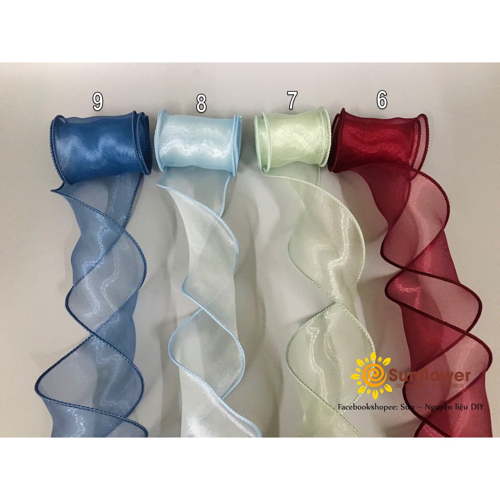 Ruy băng voan viền bô đê - size 6 cm