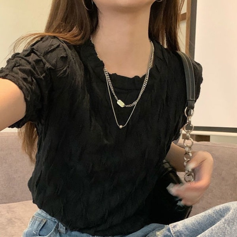 Áo Ren Cổ Tròn Dáng Ôm Phong Cách Pháp Thời Trang Mùa Hè Cho Nữ