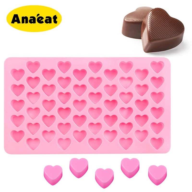 Khuôn làm bánh kẹo Anaeat bằng silicon hình trái tim chia 55 ngăn tái sử dụng được tiện lợi
