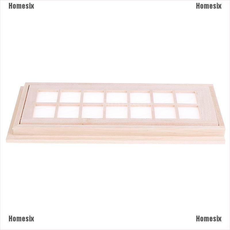 [HoMSI] 1:12 Dollhouse Miniatures Wood Door Unpainted 14-pane DIY Furniture Accessories SUU