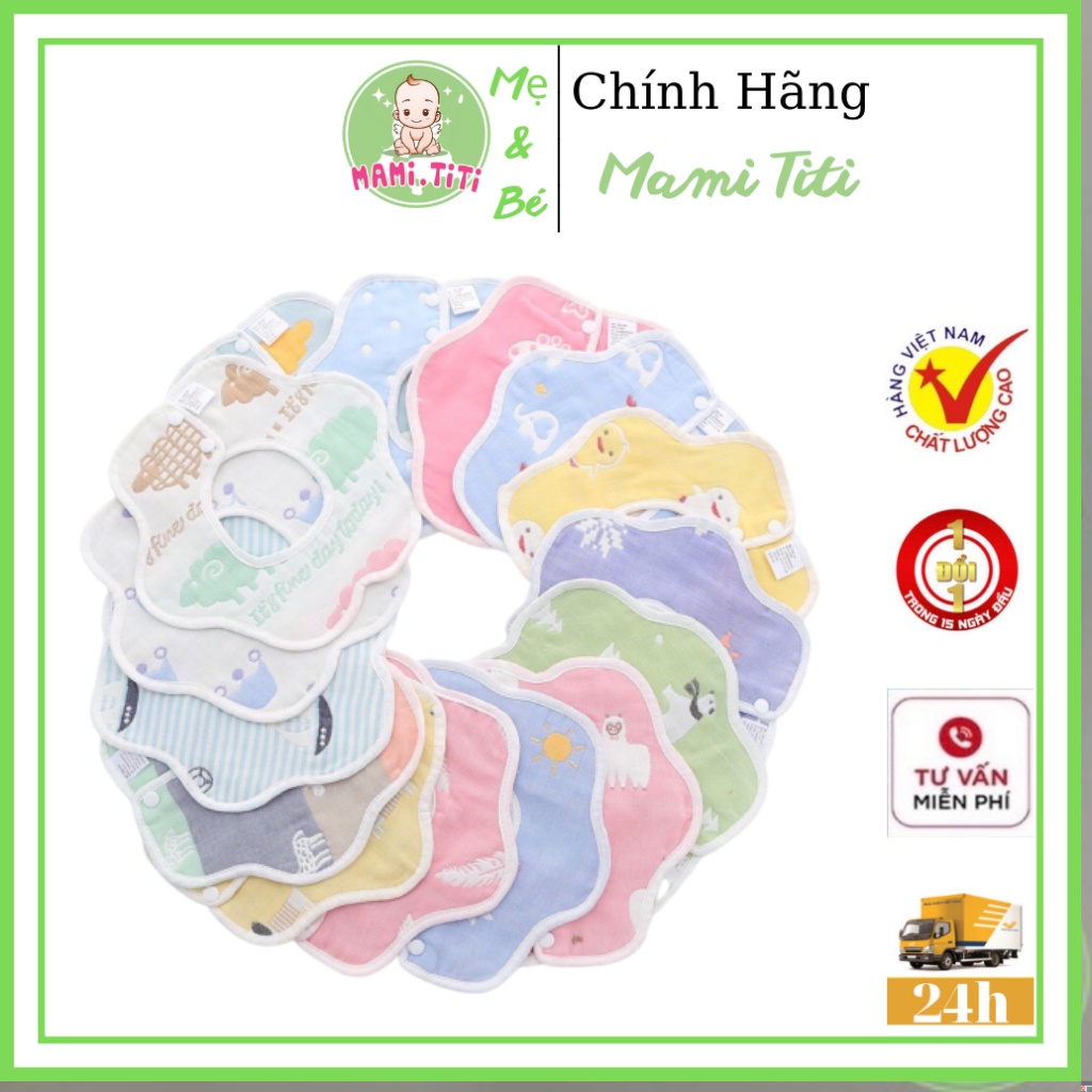 Yếm ăn dặm cho bé Lee chất liệu 100% bông Organic với 2 lớp xoay 360 độ cho bé - MAMI TITI