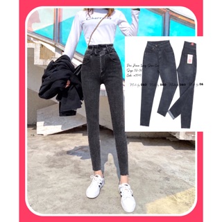 Dài Jeans 2 Nút Lưng Siêu Cao Trên Rốn - Tôn Dáng Gọn Eo Bụng / Co Giãn Mạnh Màu Siêu Tây