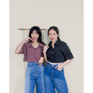 [Mã BMTTC60K giảm đến 60K đơn 50K] Áo Sơ mi croptop LEO's