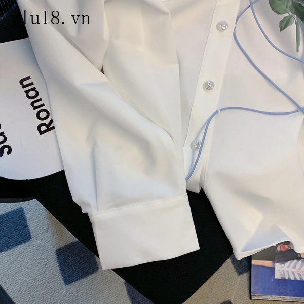 Áo Sơ Mi Trắng Tay Dài Buộc Dây Phong Cách Châu Âu Mẫu Mới 2022 Thời Trang Cho Nữ