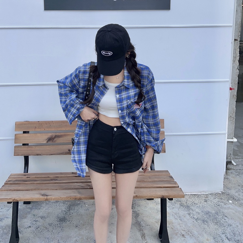 SUXI Áo Sơ Mi Caro Tay Dài Thời Trang Dành Cho Nữ