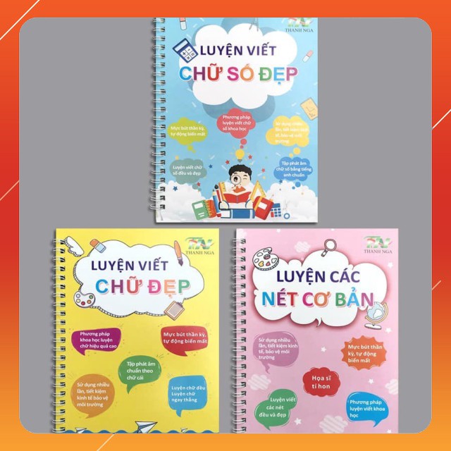 Set 3 Quyển tập tô rèn chữ viết cho bé (Kèm 2 set bút)