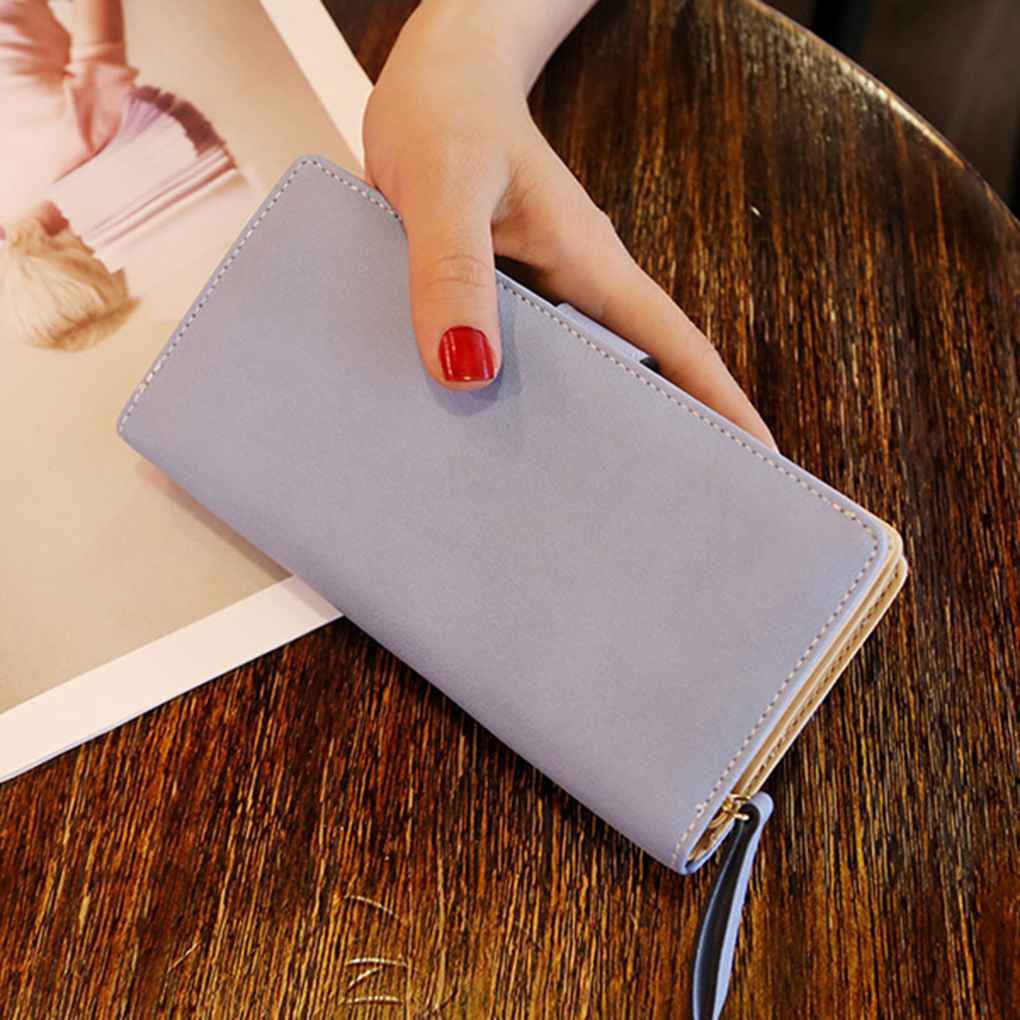 Ví da dài đựng thẻ gập đôi cho nữ túi