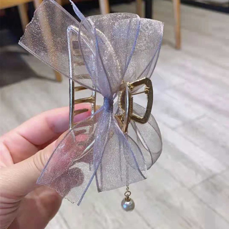 Kẹp Tóc Dạng Móng Vuốt Đính Ngọc Trai Chống Trượt Phong Cách Pháp