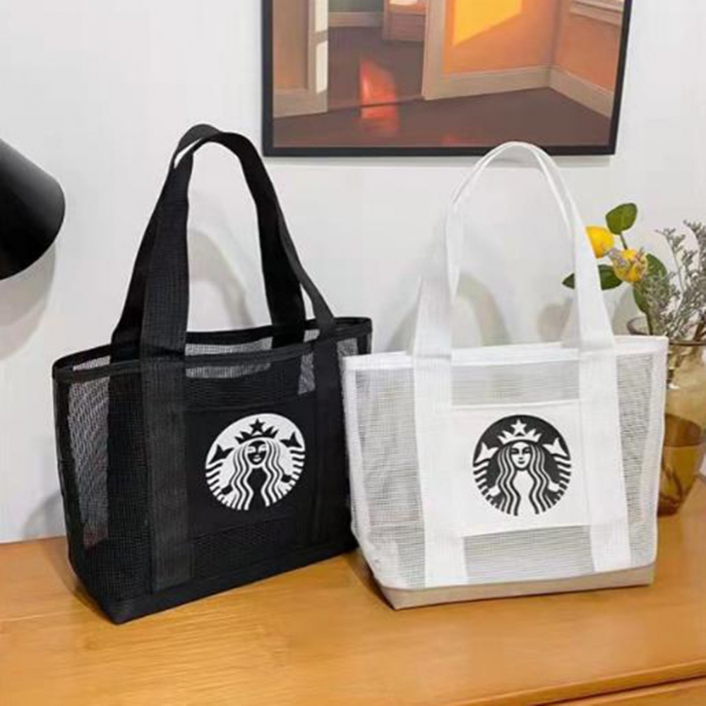 Túi Vải Starbucks Xách Tay Đựng Hộp Cơm Trưa Đi Biển Kích Cỡ Lớn